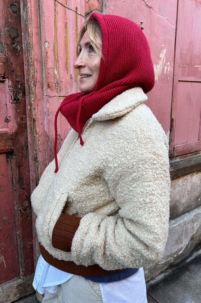 Amente Ribbed Oatmeal Bomber Jacket