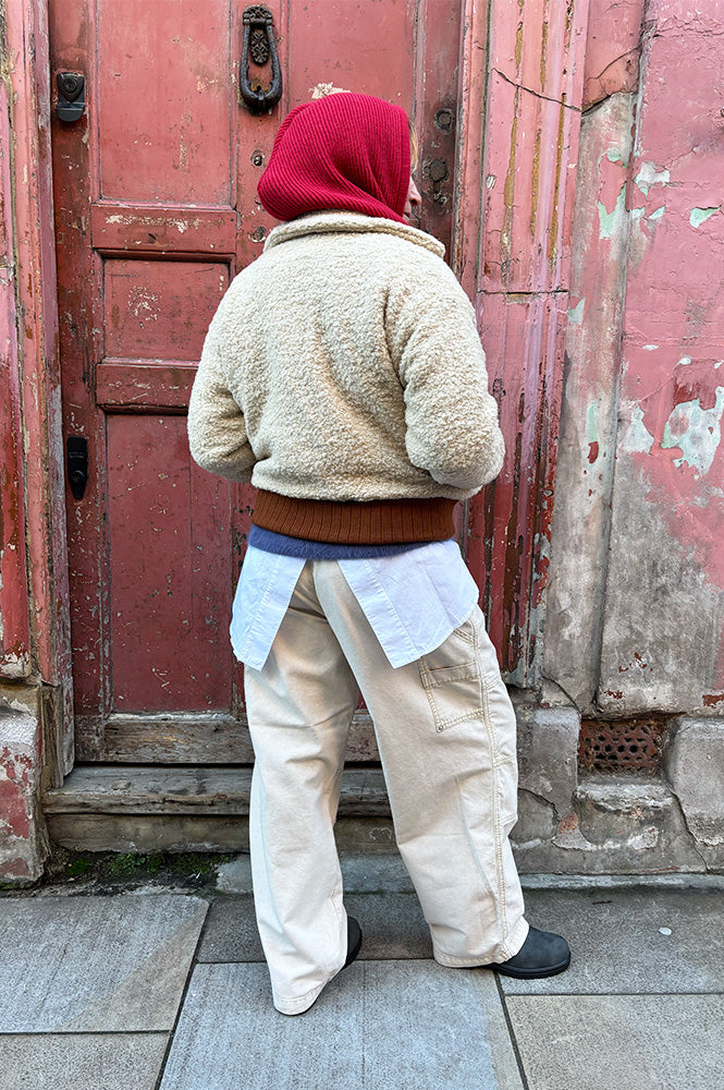 Amente Ribbed Oatmeal Bomber Jacket