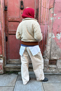 Amente Ribbed Oatmeal Bomber Jacket