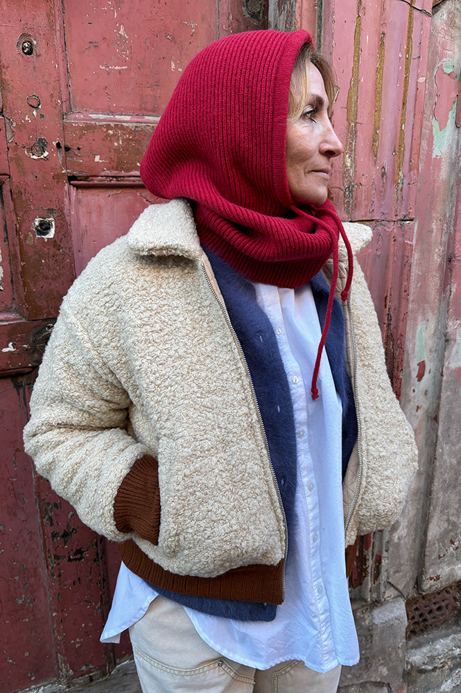 Amente Ribbed Oatmeal Bomber Jacket