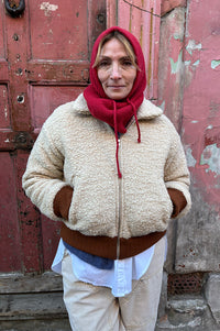 Amente Ribbed Oatmeal Bomber Jacket