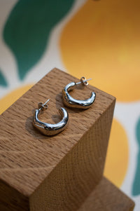 White C Shaped Curve Silver Earrings - The Mercantile London