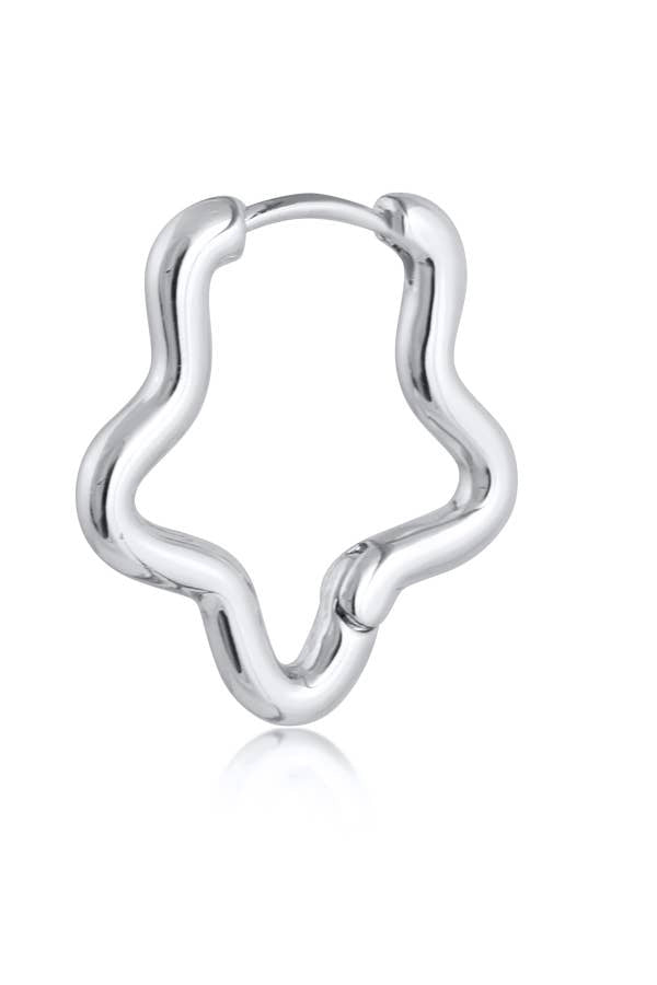 Silver hoop earrings on a white background