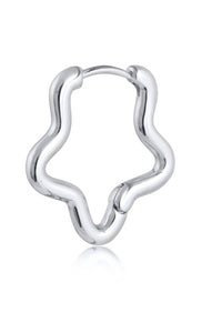 Silver hoop earrings on a white background
