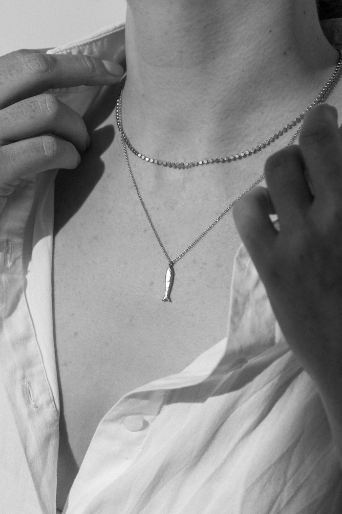 AW25 One & Eight Minnow Silver Necklace RESIZE - The Mercantile London