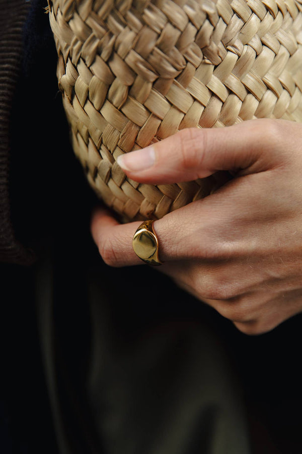 Nordic Muse Gold Round Signet Ring