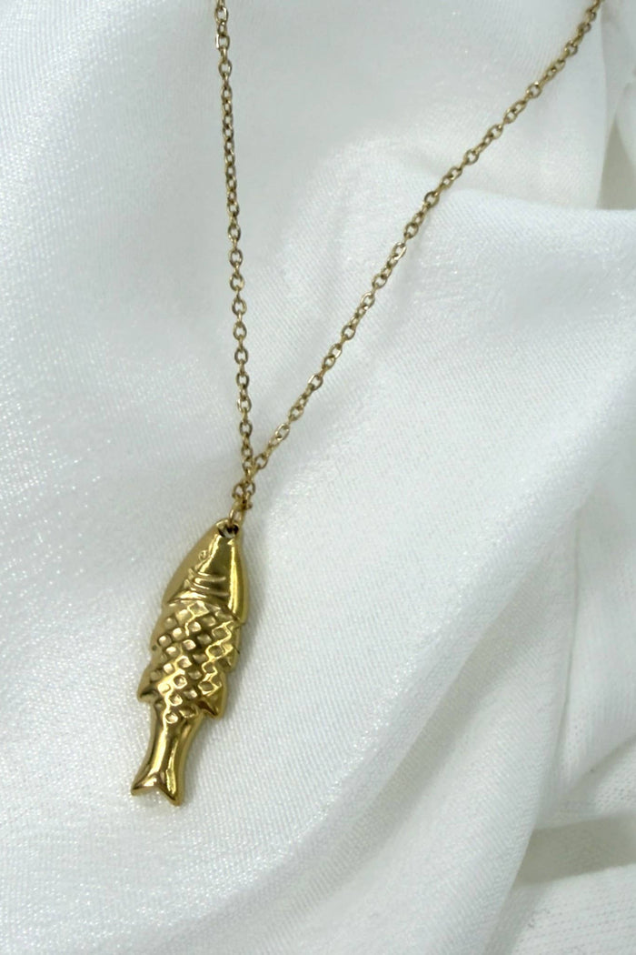 White Fish Pendant Necklace