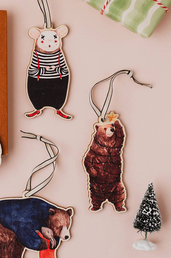Mister Peebles Beary Lights Wooden Decoration - The Mercantile London