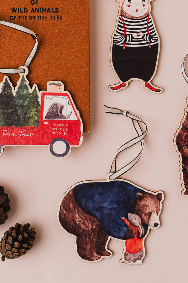 Mister Peebles Bear Hugs Wooden Decoration - The Mercantile London