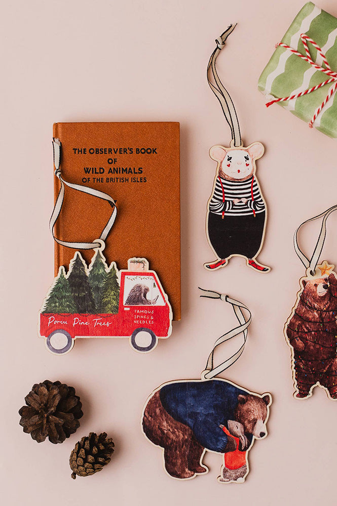 Mister Peebles Porcu Pine Trees Wooden Decoration - The Mercantile London