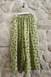 Linen & More Pistachio Polka Dot Pants