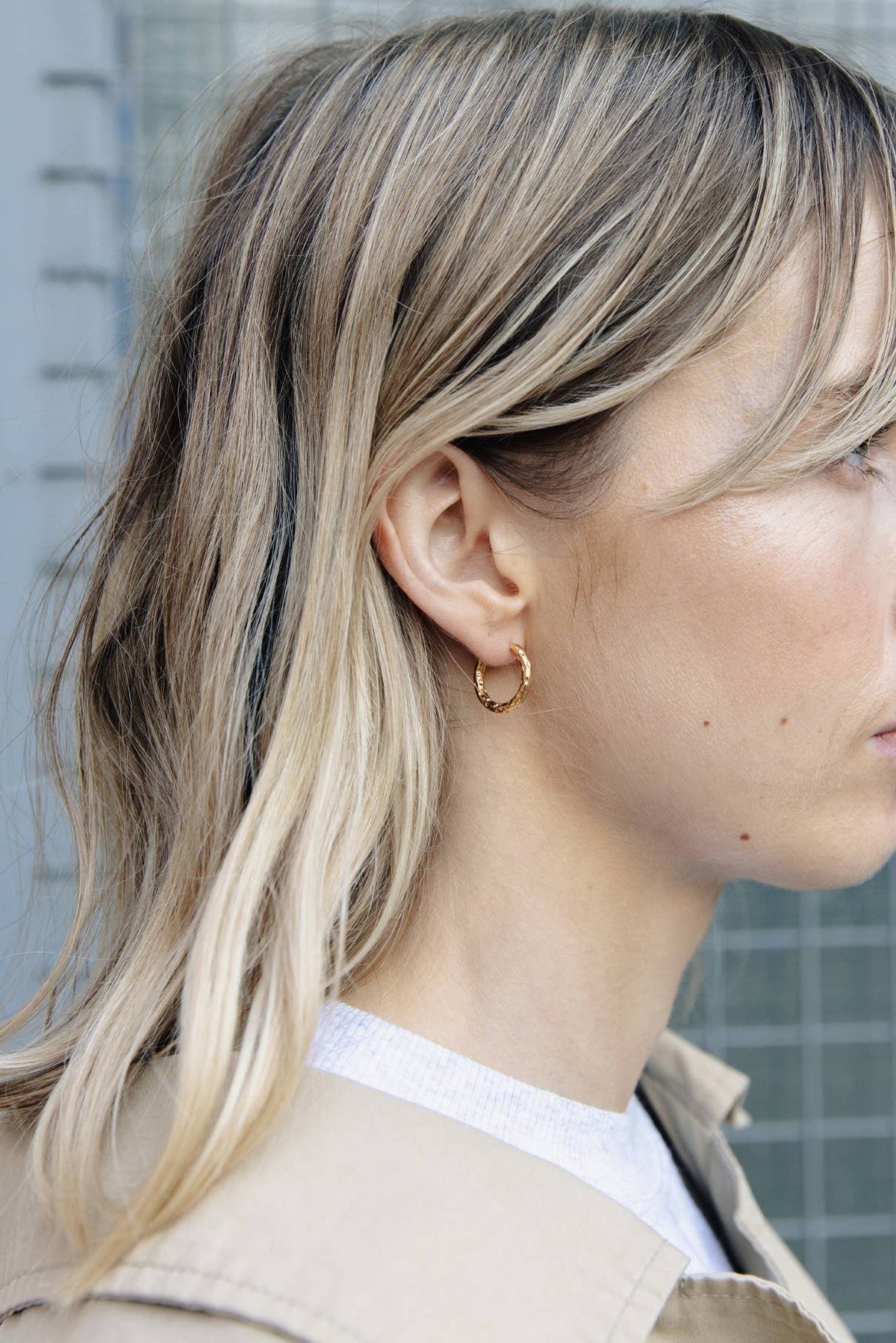 Nordic Muse Gold Hammered Hoop Earrings