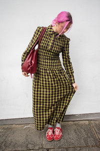 Damson Madder Hazel Yellow Check Midi Dress - The Mercantile London