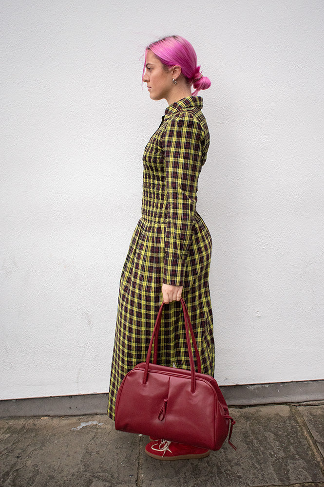 Damson Madder Hazel Yellow Check Midi Dress - The Mercantile London