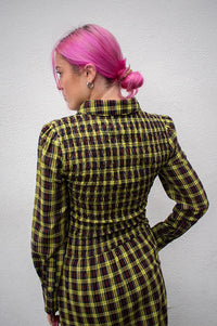 Damson Madder Hazel Yellow Check Midi Dress - The Mercantile London