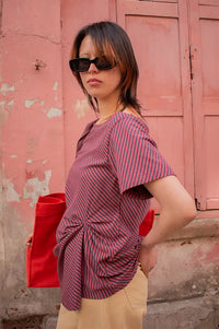 Damson Madder Reece Red Stripe Tee - The Mercantile London