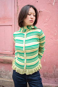 Damson Madder Anelis Green Stripe Jumper - The Mercantile London