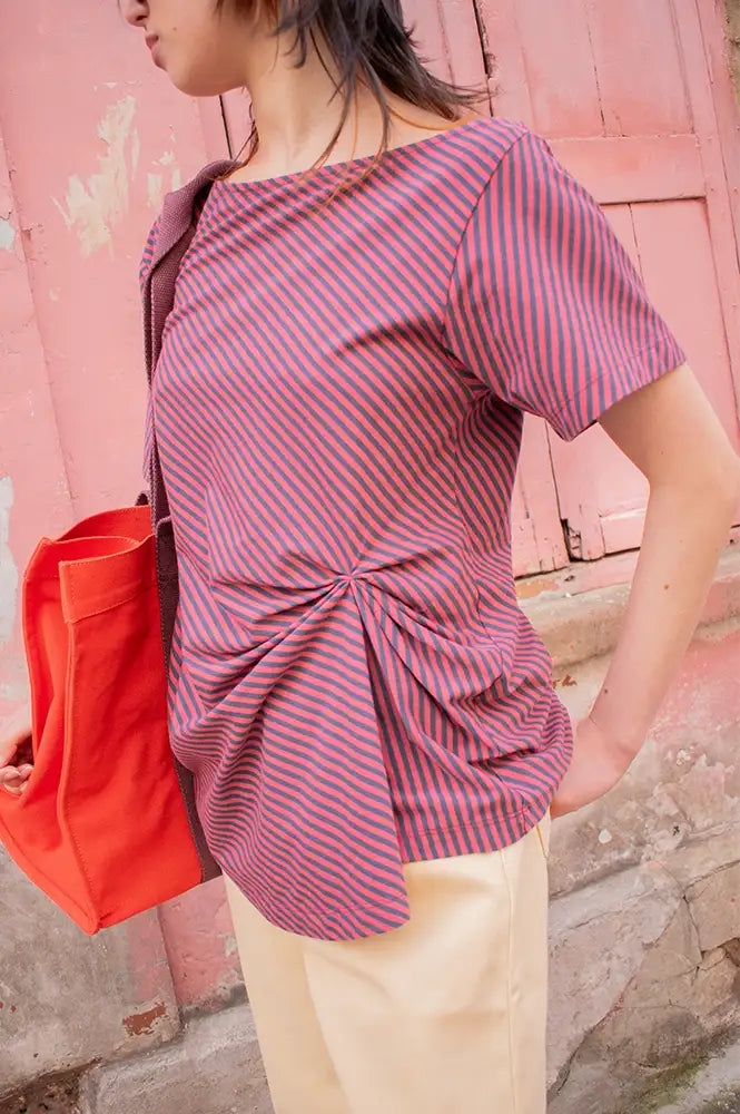 Damson Madder Reece Red Stripe Tee - The Mercantile London