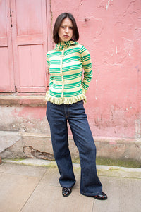 Damson Madder Anelis Green Stripe Jumper - The Mercantile London