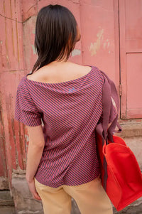 Damson Madder Reece Red Stripe Tee - The Mercantile London