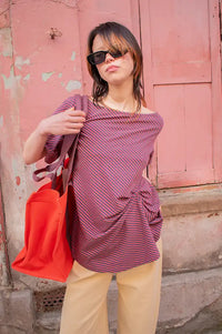Damson Madder Reece Red Stripe Tee - The Mercantile London