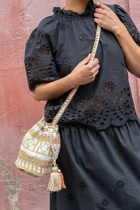 M.A.B.E Pari Raffia Ecru Pouch - The Mercantile London