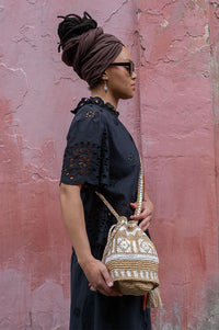 M.A.B.E Pari Raffia Ecru Pouch - The Mercantile London