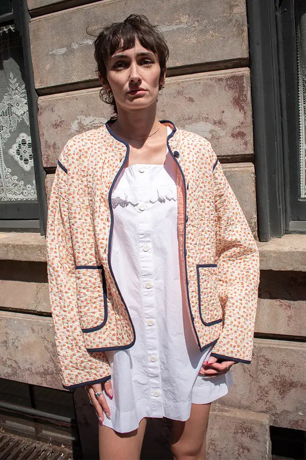 Habiba New Dawn Berry Floral Quilted Jacket