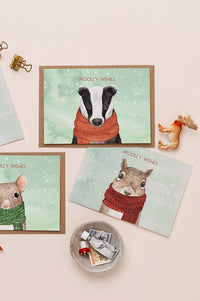 Mister Peebles Woolly Wishes Squirrel Christmas Card - The Mercantile London