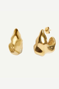 Gold hoop earrings on a white background