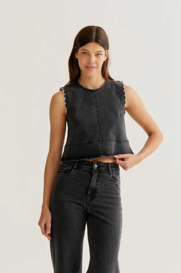 Compania Fantastica Black Denim Top - The Mercantile London