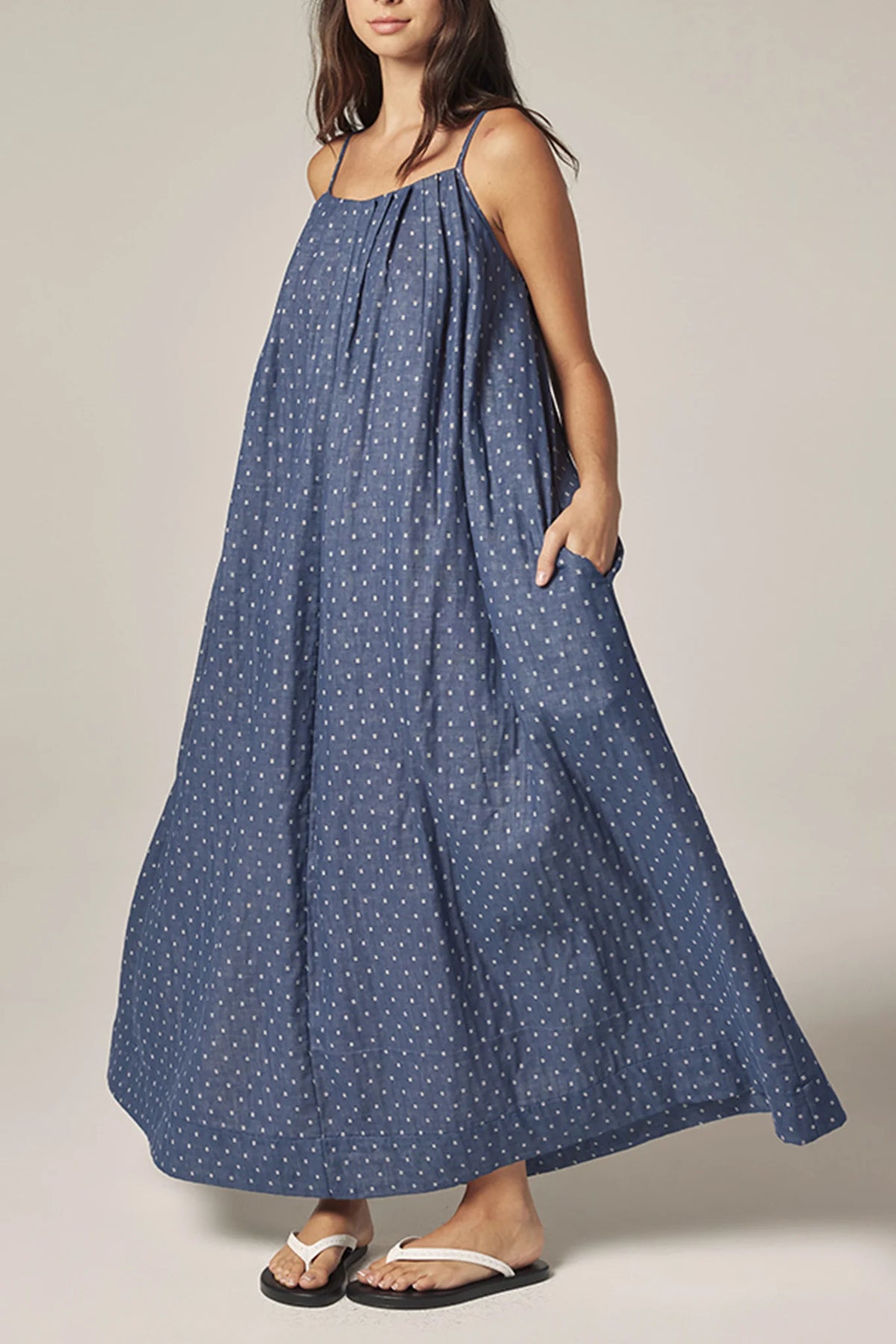 Amente Denim Polka Dots Dress