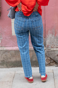 Damson Madder Tovie Laser Check Jeans - The Mercantile London
