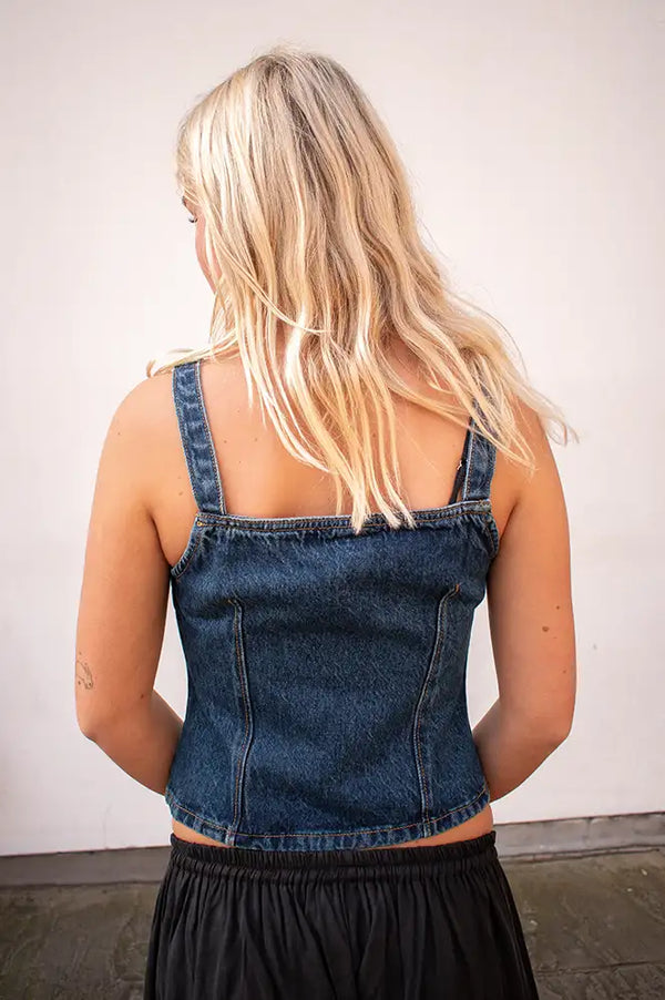 Dr Denim Niamh Dark Retro Vintage Top - The Mercantile London