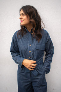 FRNCH Calmlie Navy Blue Jumpsuit - The Mercantile London