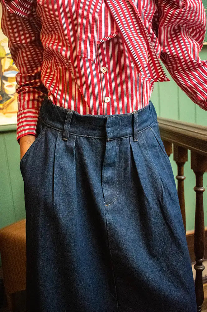 Fransa Leslie Dark Blue Denim Skirt