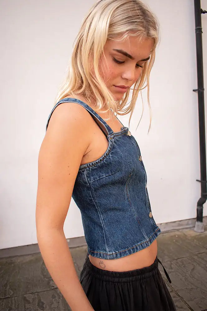 Dr Denim Niamh Dark Retro Vintage Top - The Mercantile London