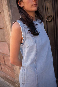 FRNCH Vito Light Blue Denim Dress - The Mercantile London