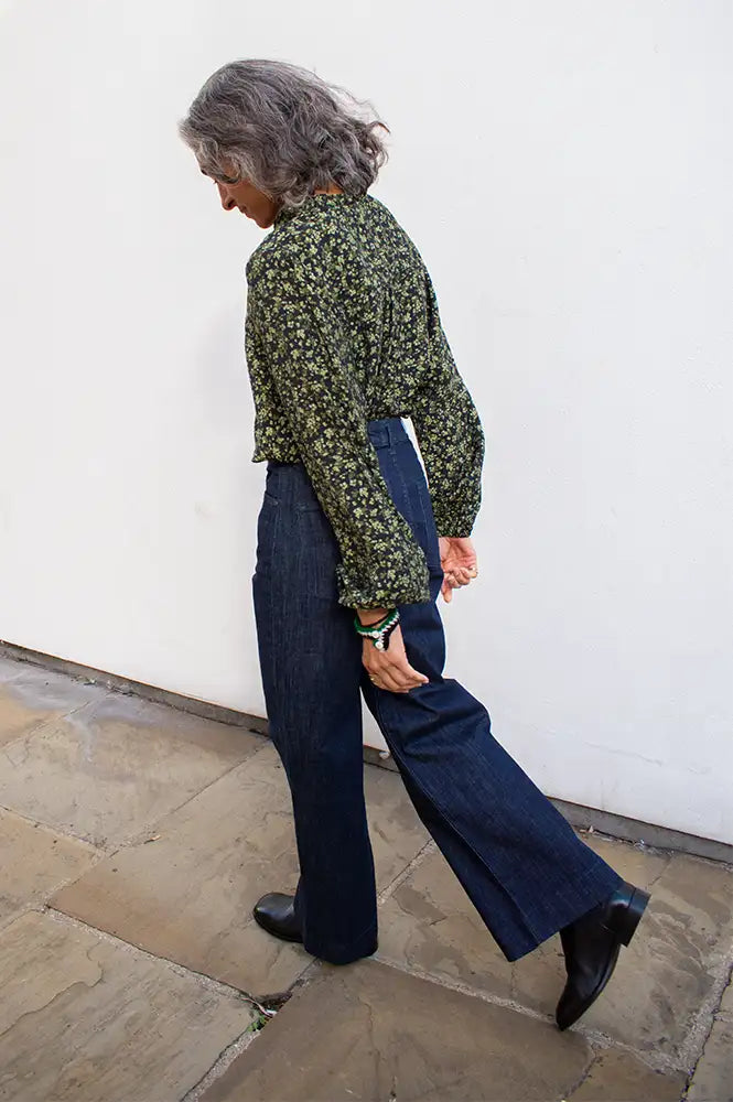 ICHI Gilvis Black & Green Flower Shirt