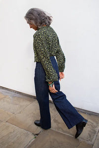 ICHI Gilvis Black & Green Flower Shirt