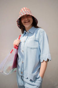 Stella Nova Soft Light Blue Scalloped Denim Shirt - The Mercantile London