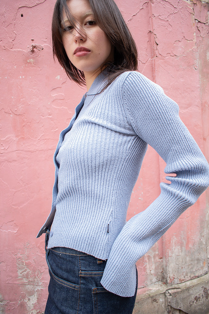 Dr Denim Eliza Dusty Blue Knitted Top - The Mercantile London
