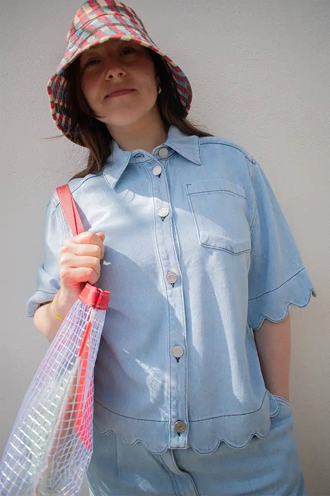 Stella Nova Soft Light Blue Scalloped Denim Shirt - The Mercantile London