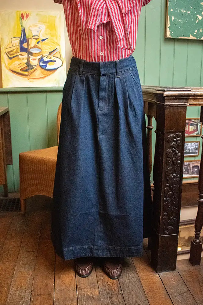 Fransa Leslie Dark Blue Denim Skirt