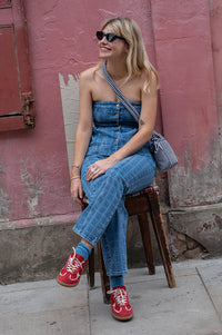 Damson Madder Tovie Laser Check Jeans - The Mercantile London