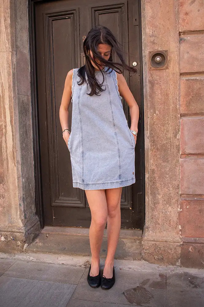 FRNCH Vito Light Blue Denim Dress - The Mercantile London