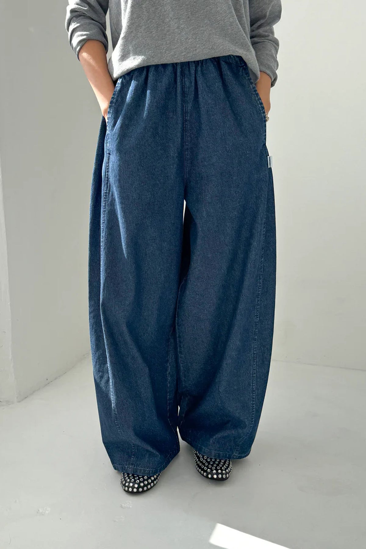 Le Bon Shoppe Denim Blue Parachute Pants - The Mercantile London