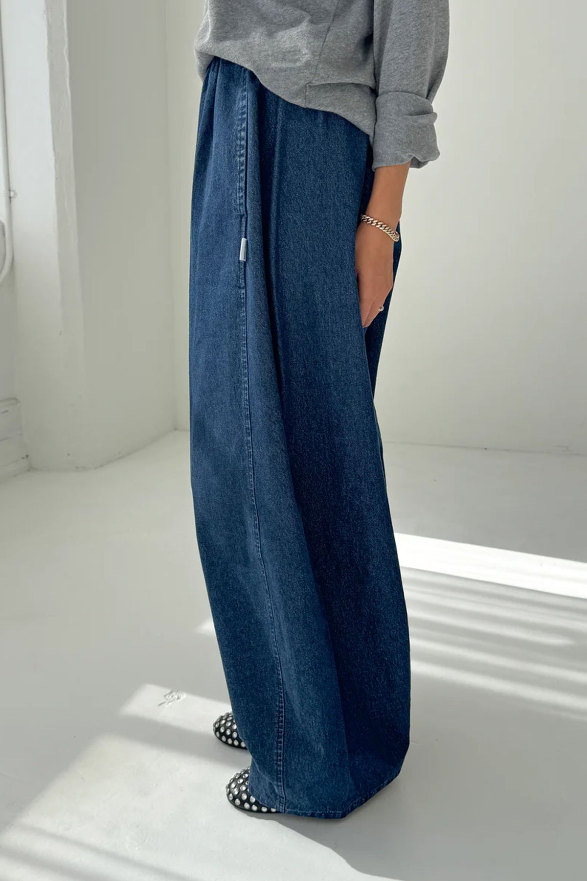 Le Bon Shoppe Denim Blue Parachute Pants - The Mercantile London