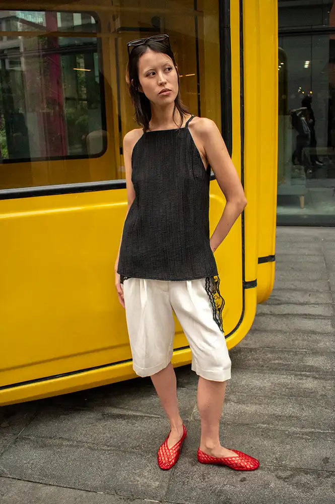 Second Female Lino White Alyssum Shorts