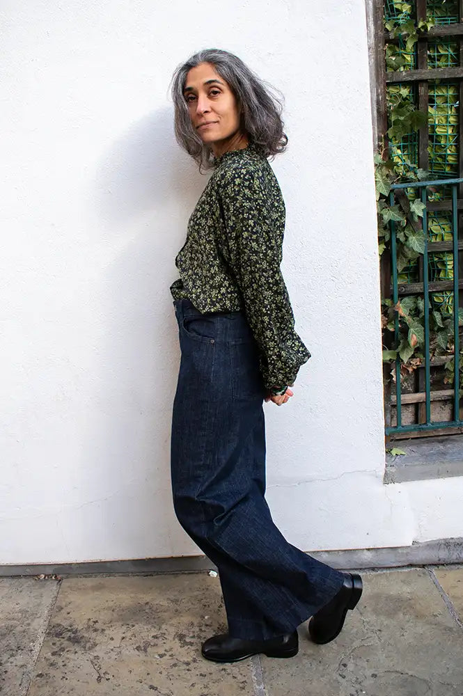 ICHI Gilvis Black & Green Flower Shirt - The Mercantile London